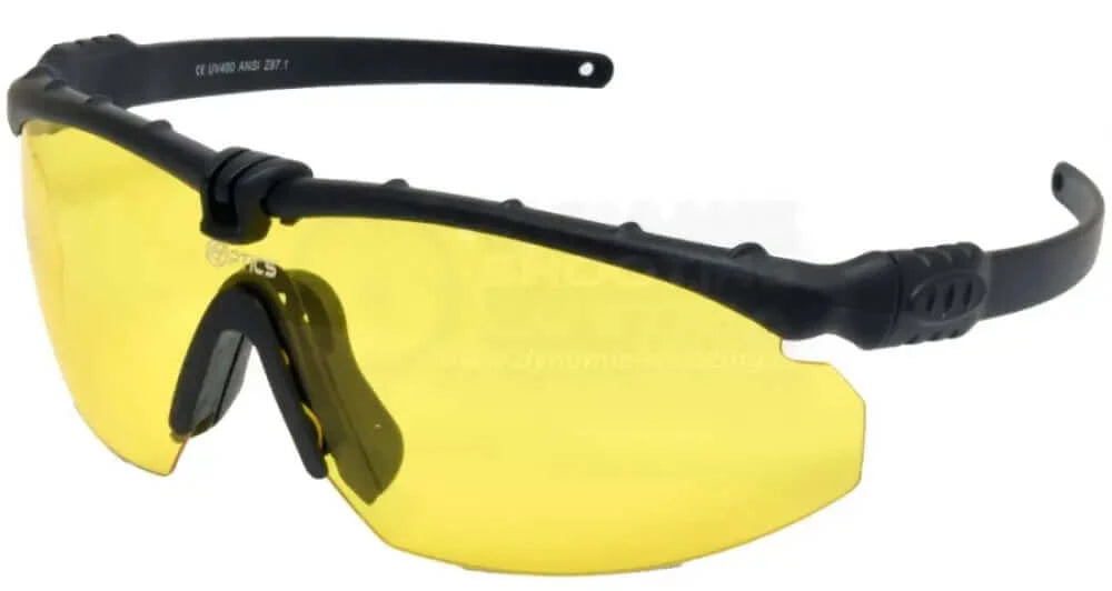 Schussbrille Schießbrille Schutzbrille Double Alpha mit gelbem Schutzglas