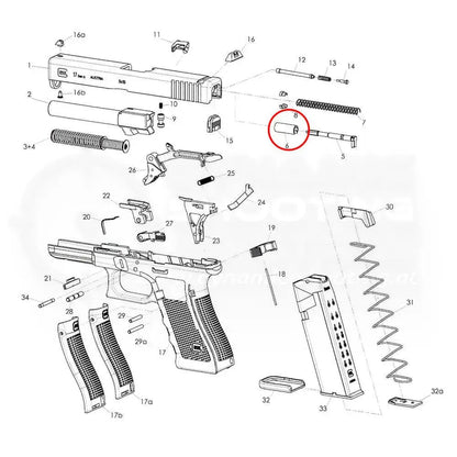 Distanzhülse für den Glock Schlagbolzen auf der Explosionszeichnung