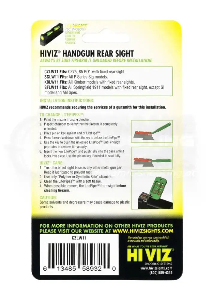 HIVIZ Litewave Fiber Optic Kimme für CZ 75 und CZ P01