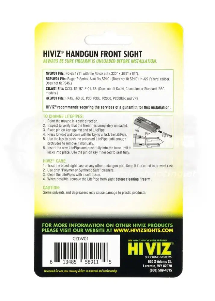 HIVIZ Litewave Fiber Optic Korn für CZ 75 und CZ P01