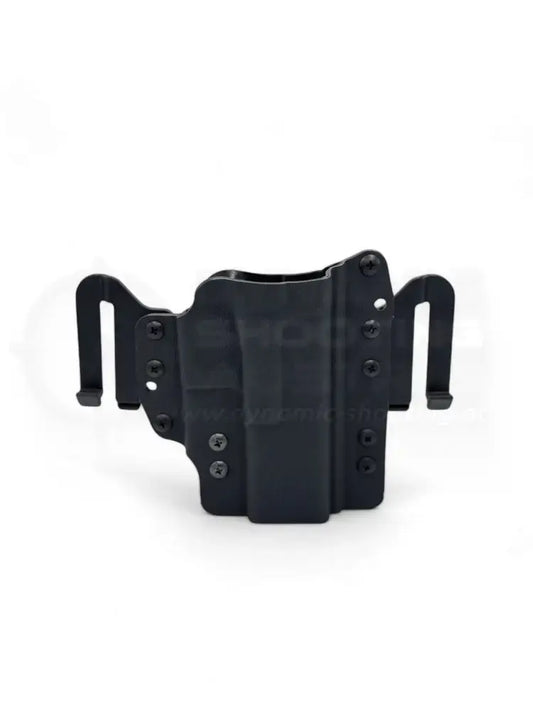 Kydex Gürtelholster von Höppner und Schumann mit Speedclips welcher sich sowohl als Gürtelholster als auch als Innenbundholster verwenden lässt.